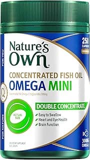 Nature’s Own Double Concentrated Omega‑3 Triglycerides Fish Oil Mini 250 Capsules | Supports Heart, Eye & Brain Health |