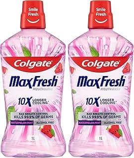 Colgate Max Fresh Mouthwash Watermelon Mint 1L, Alcohol Free (Pack of 2)