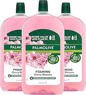 Palmolive Foaming Liquid Hand Wash Soap 3L (3 x 1L packs), Cherry Blossom Refill and Save, No Parabens Phthalates and Al